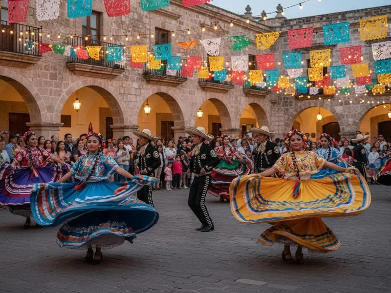 Mexican festival decorations during December travel season