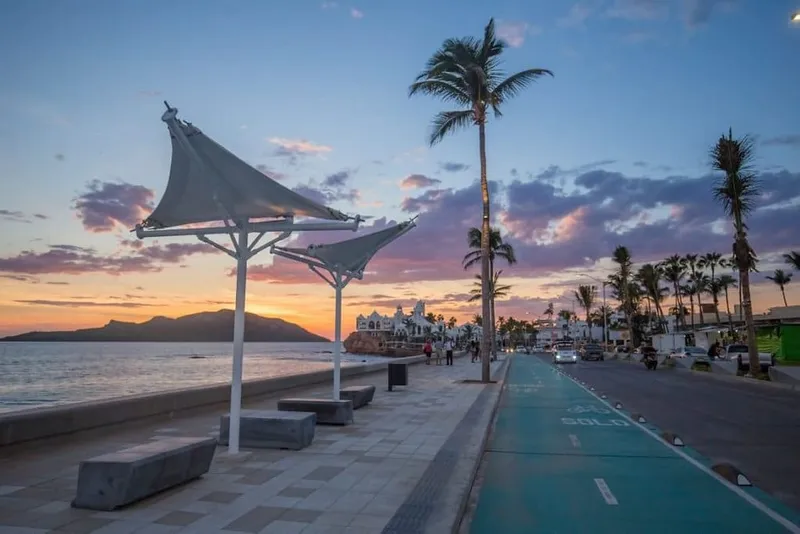 Mazatlán Malecón in April with dry Pacific weather and ocean views