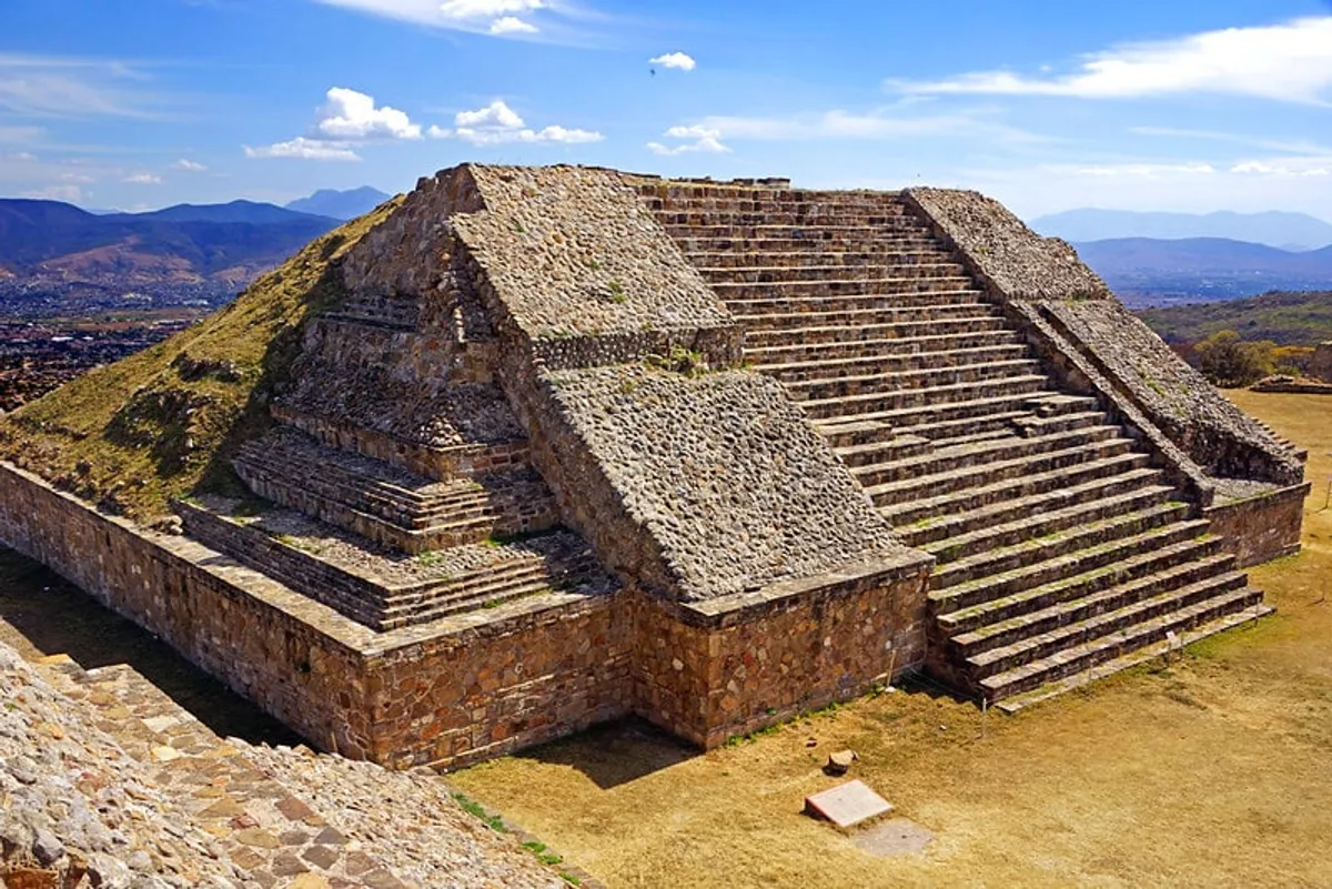 Monte Albán archaeological site in Oaxaca—the grand plaza with pyramids and platforms
