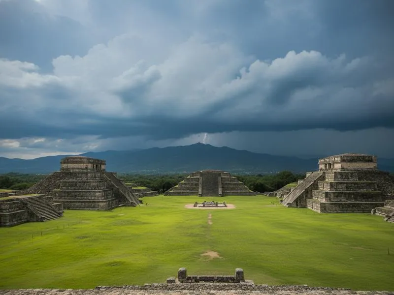 Oaxaca City in summer with green hills and colonial architecture — June is a beautiful month with morning light and afternoon cloud formations