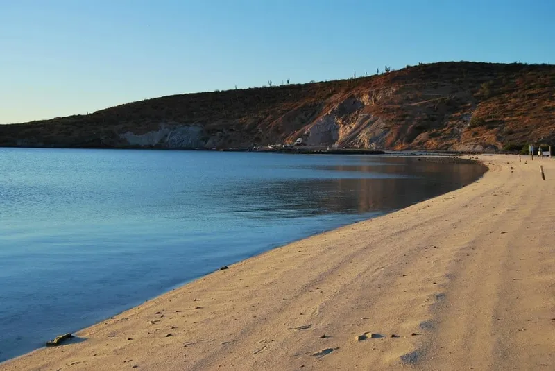 Beach near La Paz showing why August can still work for warm-water Baja travelers