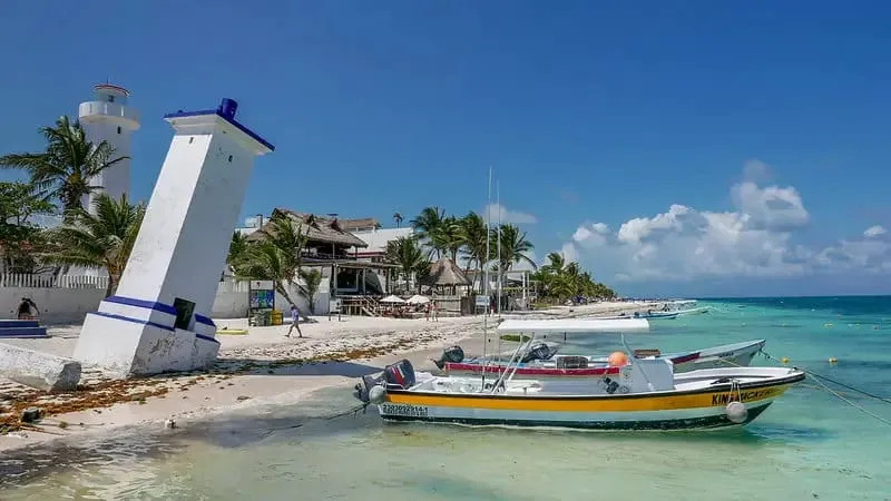 Puerto Morelos beach and reef area reached from the Maya Train