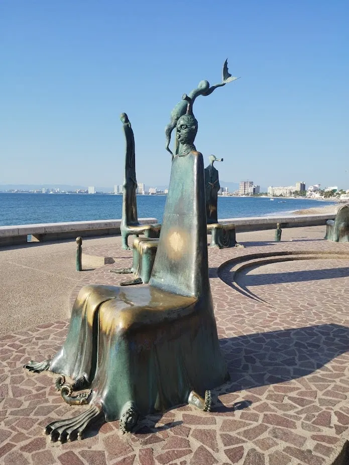 Bronze public art sculptures along the open-air Malecon sculpture walk