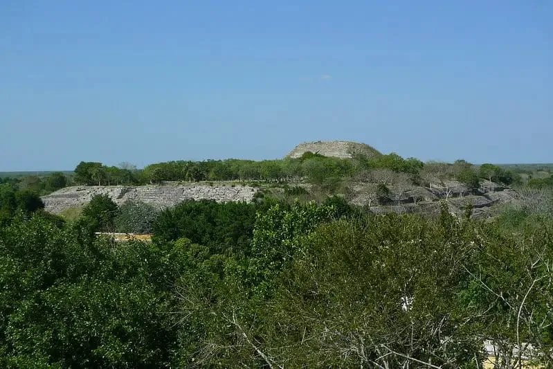 Itzamatul Pyramid stone platform inside Izamal town