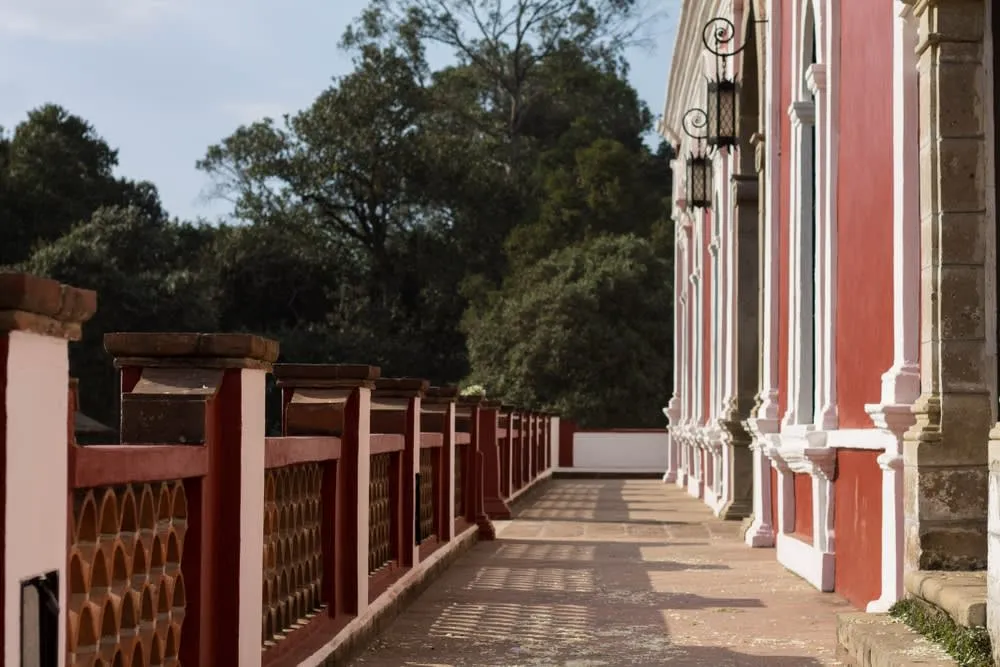 Hacienda Panoaya grounds with volcano views in Mexico State