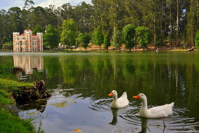 Stone paths and water views at Hacienda de Chautla