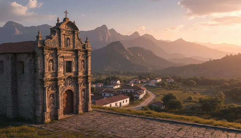 The baroque church of Santa Catarina Lachatao perched on a hill