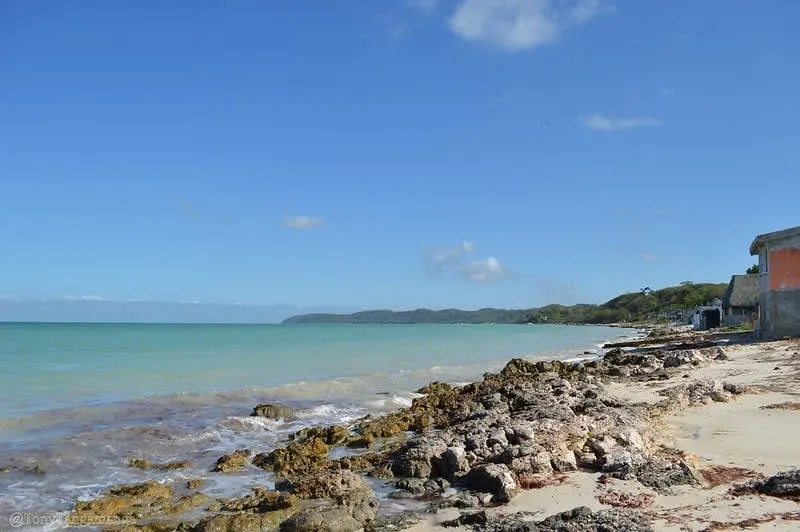 Seybaplaya rocks and white sand along the Campeche coast