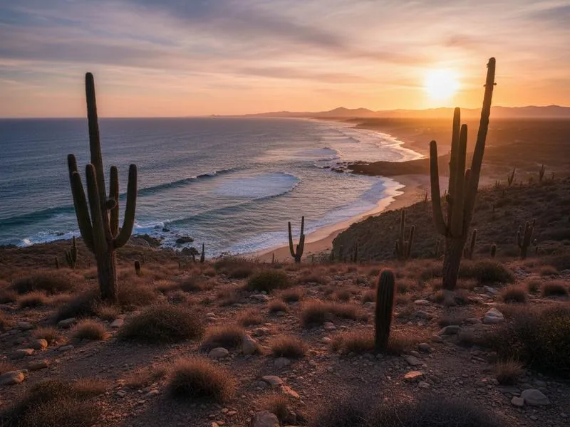 Todos Santos desert and Pacific coast scenery during a dry February Baja trip