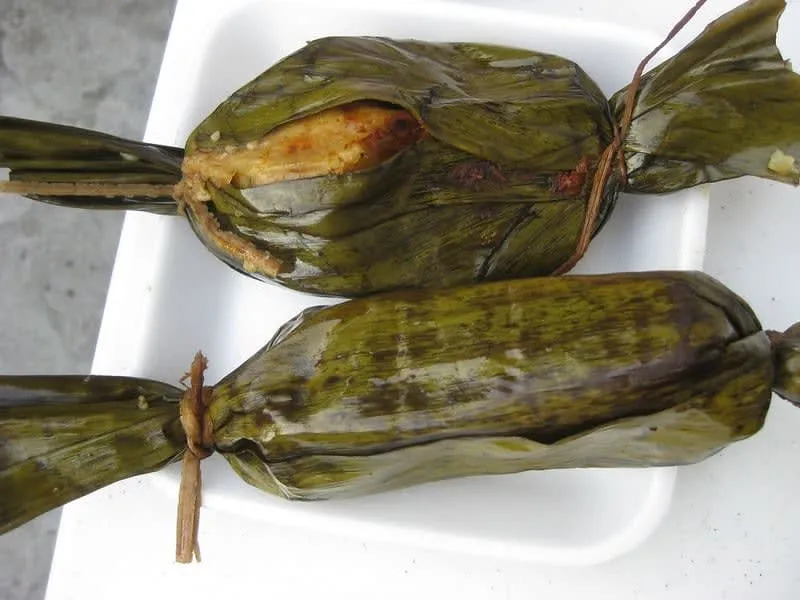 Round chanchamito tamales tied into small bundles