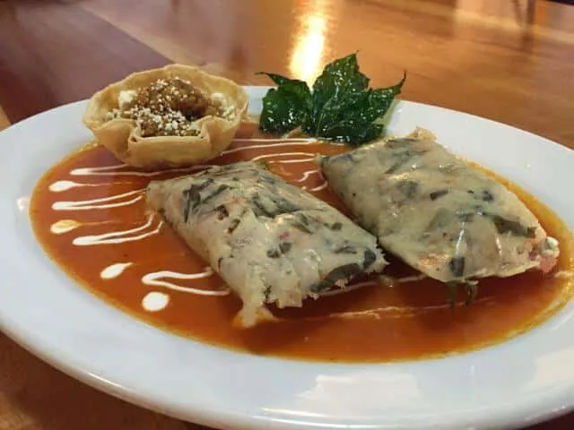 Chaya tamales made with leafy green masa