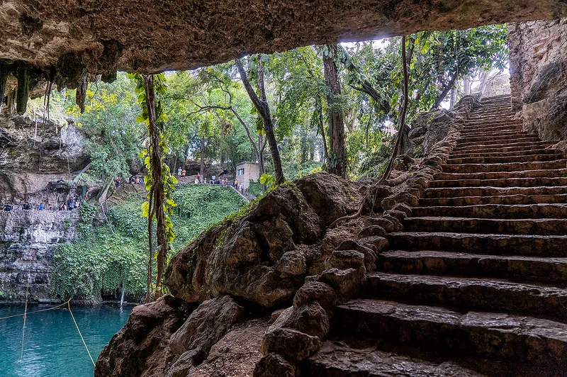 Ek Balam archaeological site in Yucatan Mexico — pyramid still open for climbing with panoramic jungle views