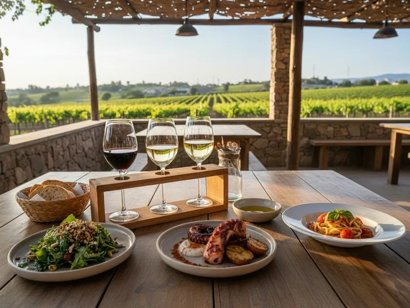 Wine tasting lunch with glasses and plates in Valle de Guadalupe