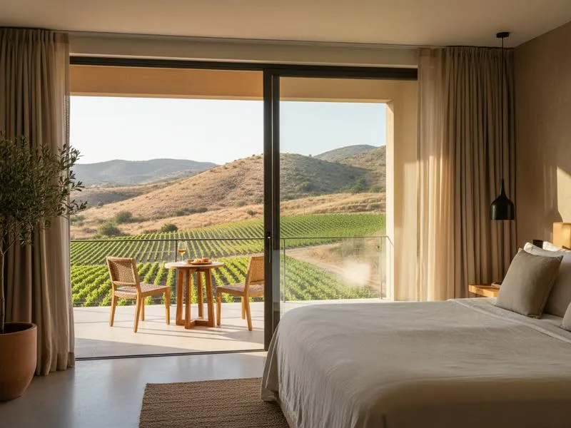 Vineyard room and outdoor seating in Valle de Guadalupe wine country