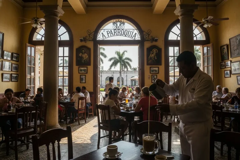 La Parroquia coffee in Veracruz for an April Gulf Coast city trip