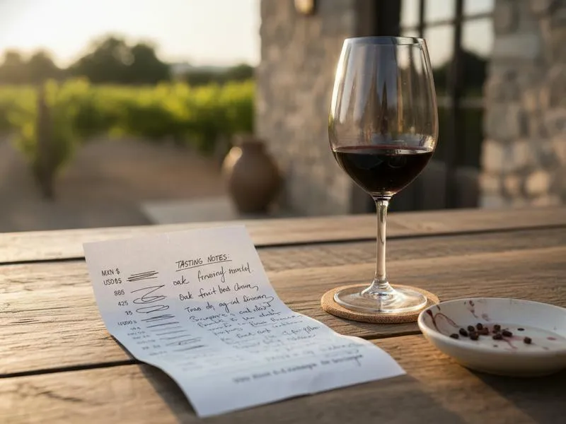 Wine route planning notes and tasting costs for Valle de Guadalupe