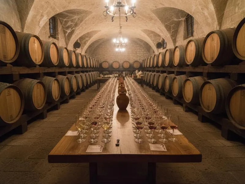 Outdoor winery seating and vineyard views in Valle de Guadalupe