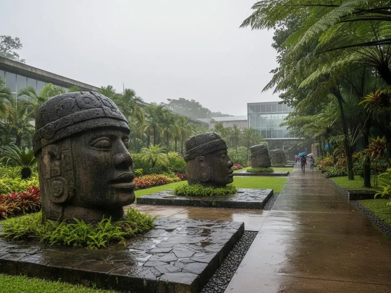 Covered museum walkway in Xalapa for rainy afternoons