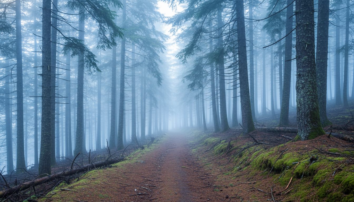 San Isidro Forest Landscape showing dense pine and fir trees