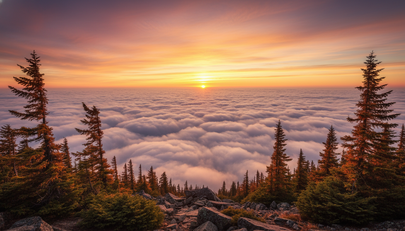 Sunset Above Clouds view from mountain mirador