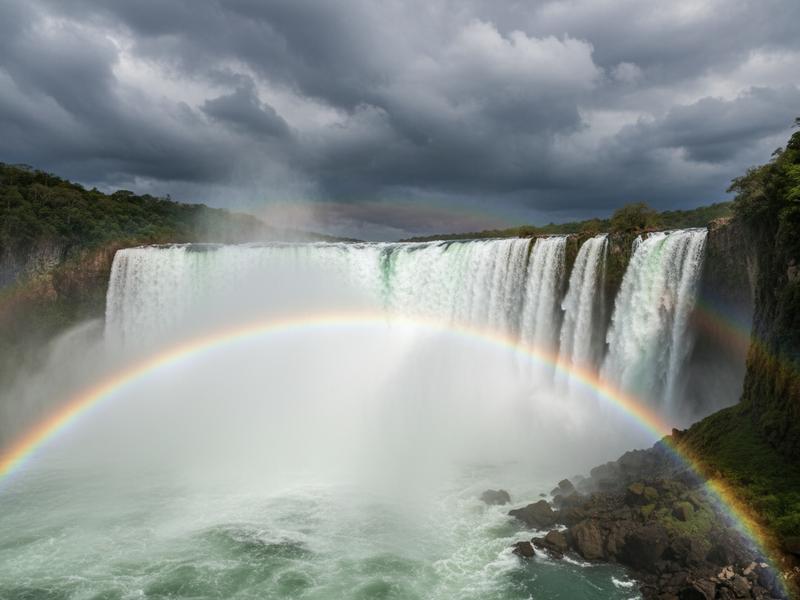Cascada de Tamul at peak flow during wet season with massive water volume