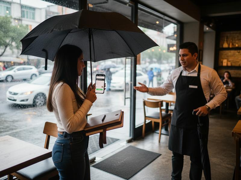 Mexico City rainy-season restaurant logistics with umbrella, rideshare, and reservation notes