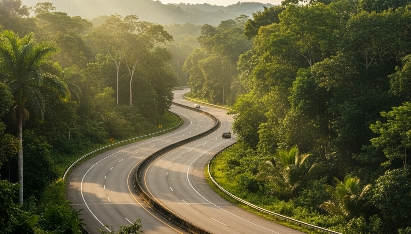 Road travel to Comalcalco Ruins