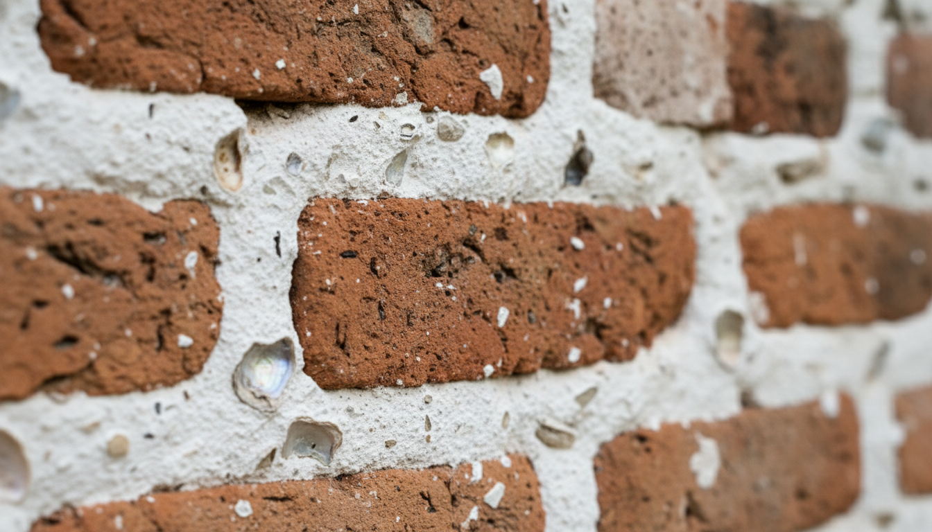 Ancient oyster shell mortar detail
