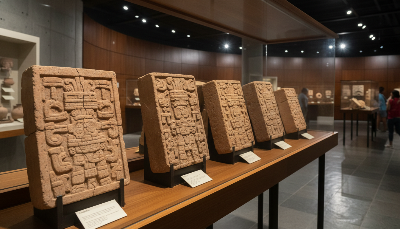 Carved bricks in site museum