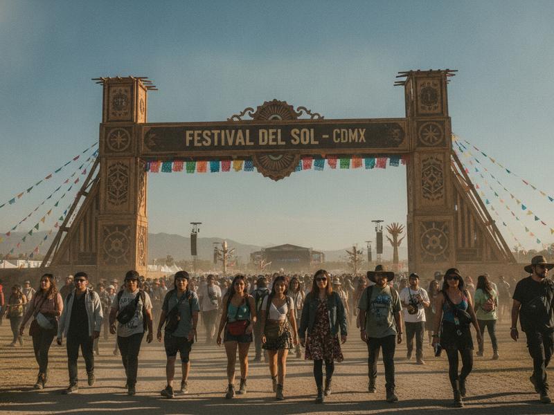 Festival fans entering Corona Capital on Friday afternoon under a clear Mexico City sky