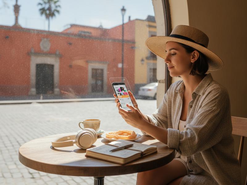 Traveler choosing one Corona Capital festival day on a Mexico City calendar