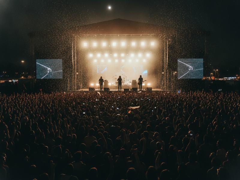 Indie rock band closing a three-day outdoor music festival on Sunday night