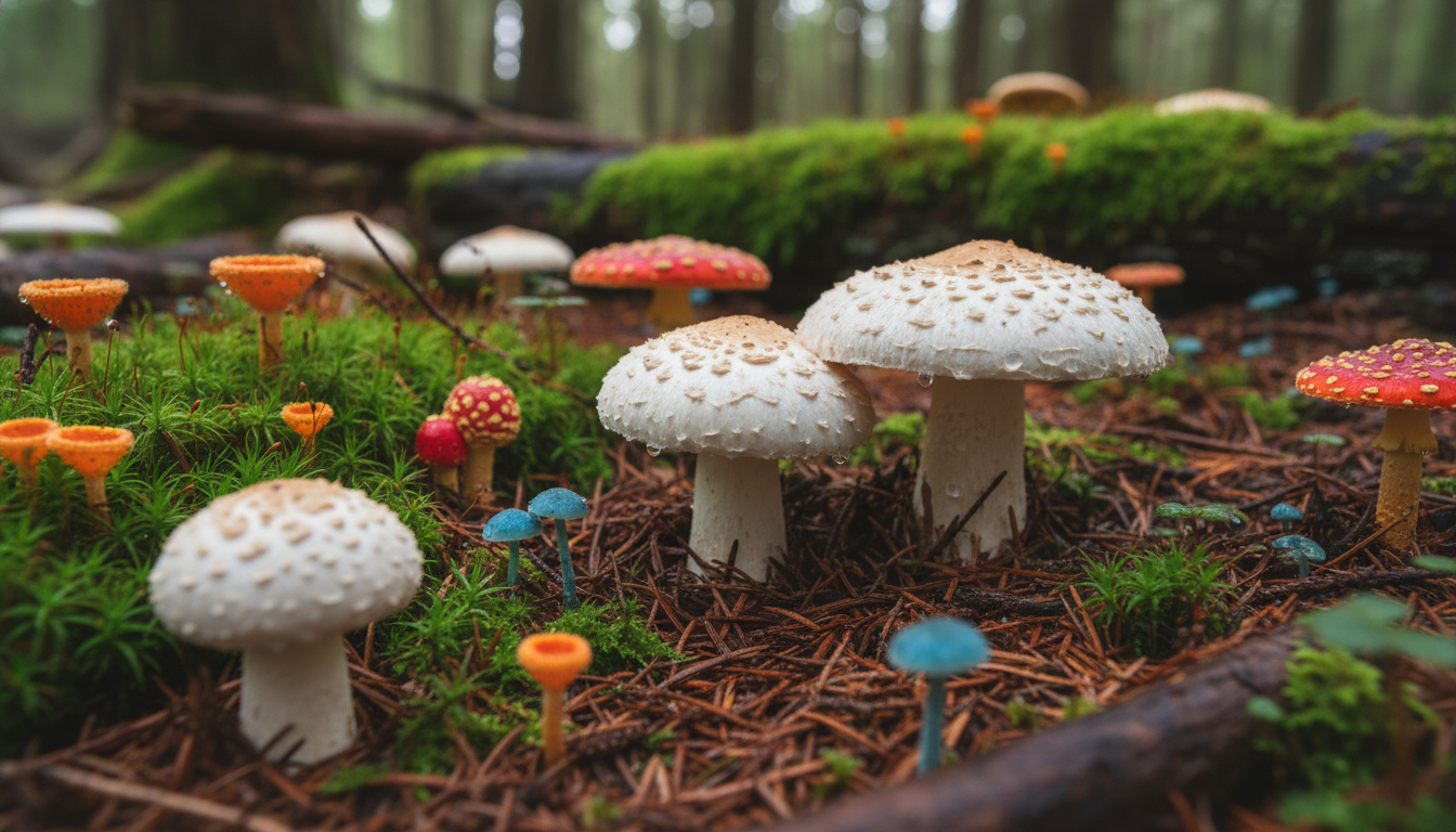 Collection of wild mushrooms found in the Sierra Norte