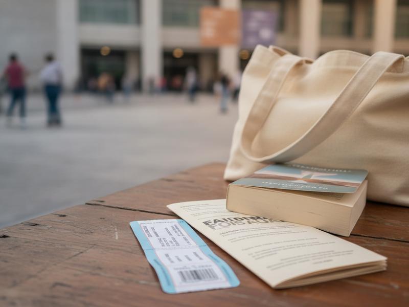 FIL Guadalajara admission ticket beside a printed book fair program and tote bag