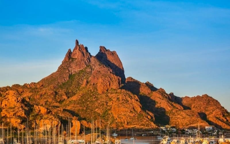Guaymas waterfront and Sea of Cortez after a hot August day in Sonora