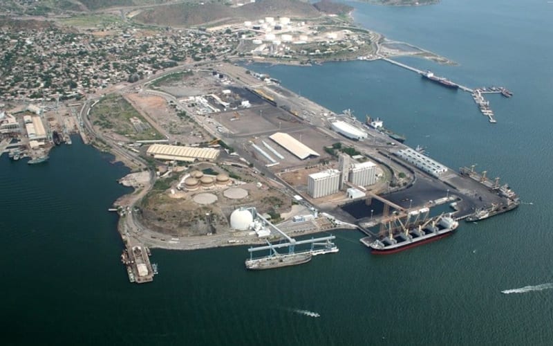 San Carlos marina and Tetakawi Hill during a December beach trip near Guaymas