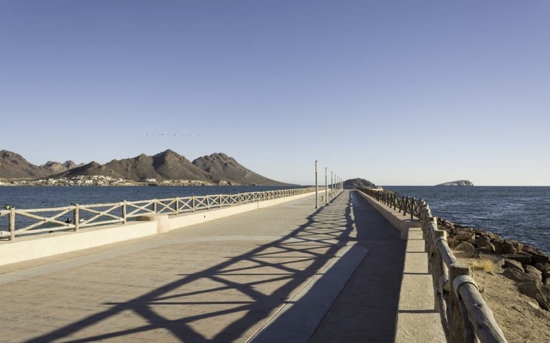 San Carlos Bay marina and Tetakawi Hill during a hot July beach trip near Guaymas
