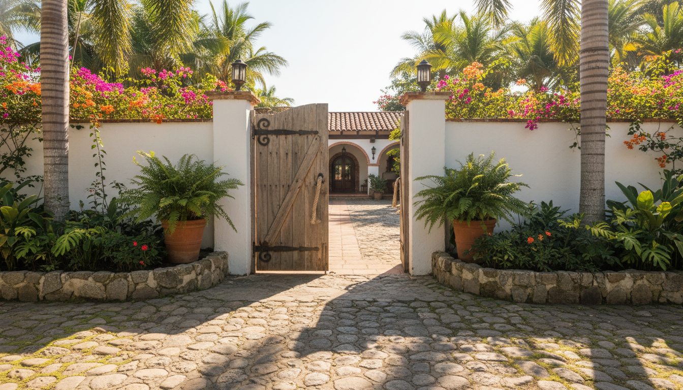 hacienda entrance gate sunny