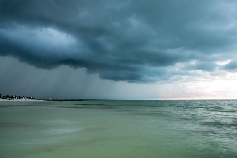 rainy beach storm