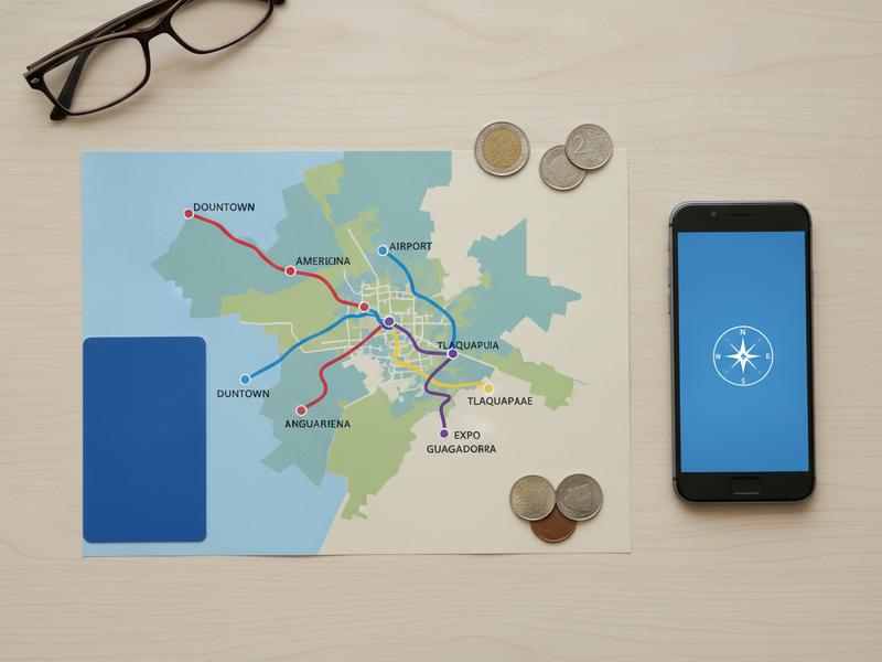 Map connecting Centro Americana Tlaquepaque and the airport with Expo Guadalajara