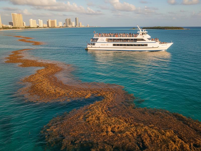 Passenger ferry traveling from Cancun to Isla Mujeres