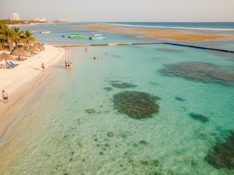 Protected northwest-facing water at Playa Norte Isla Mujeres