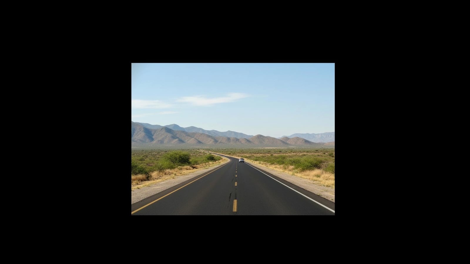 Road south of Linares in Nuevo Leon during a clear October travel day
