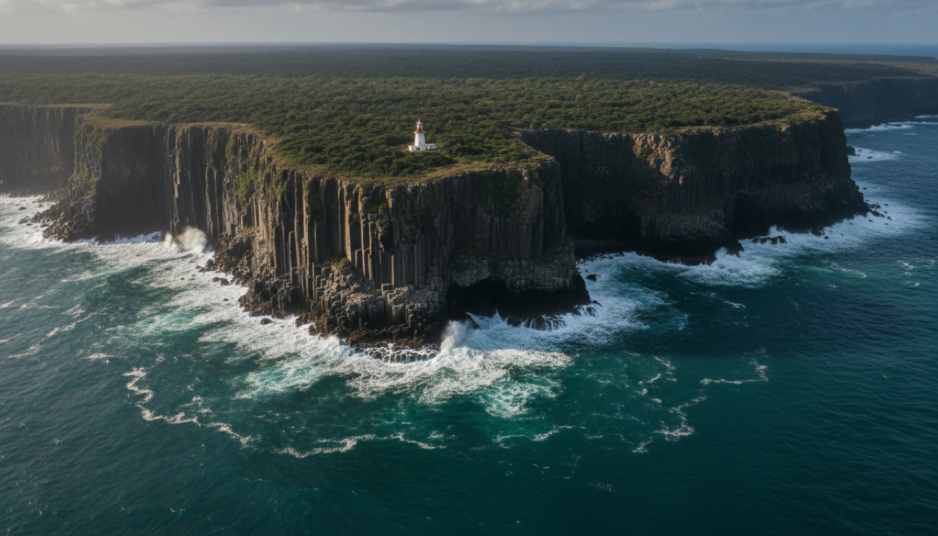 Dramatic vertical basalt cliffs of Roca Partida dropping into the Gulf of Mexico