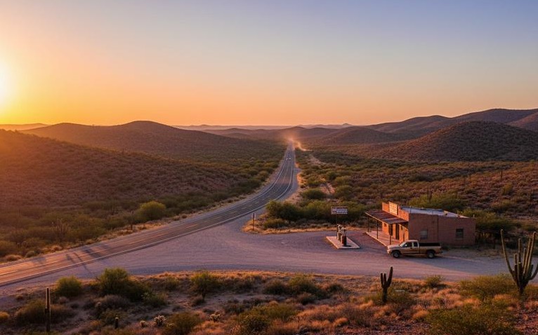 Evening light over Matehuala after a dry April road-trip day