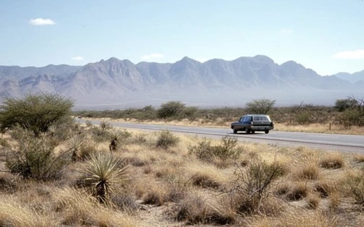 Open desert landscape outside Matehuala during a dry January road trip
