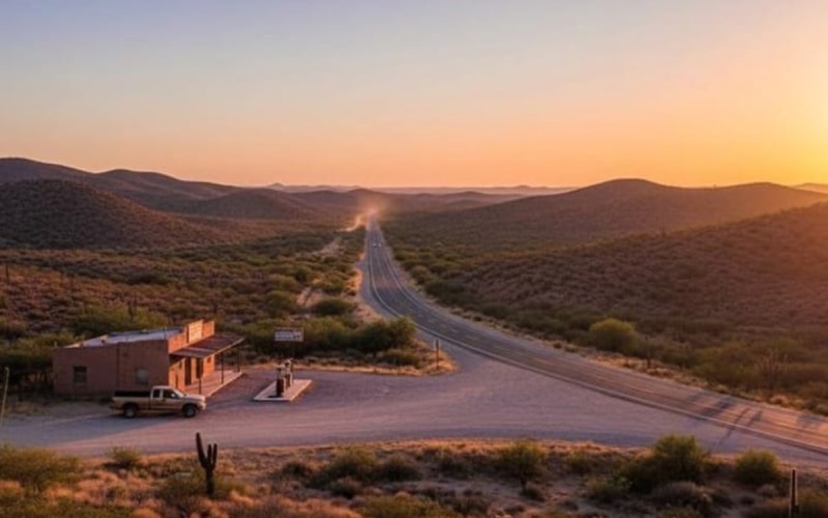 Dry January evening light over Matehuala after a high-desert travel day