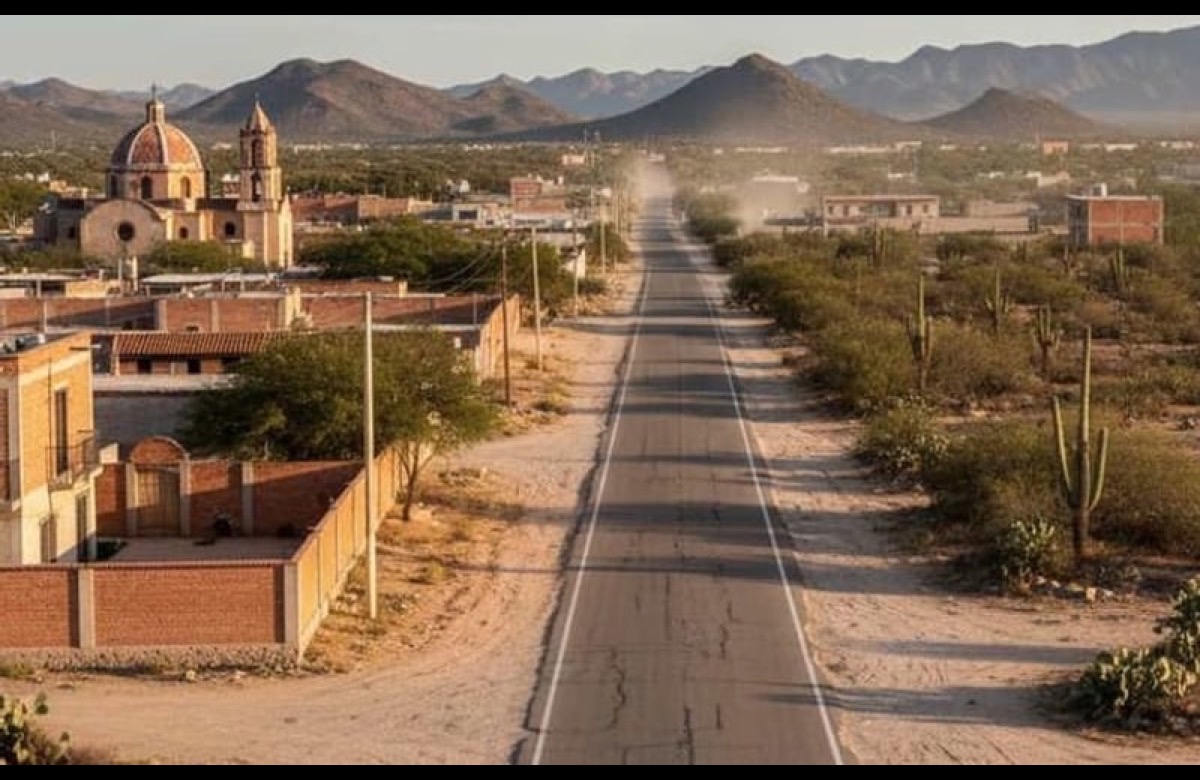 Clear January high-desert road near Matehuala before the route toward Real de Catorce