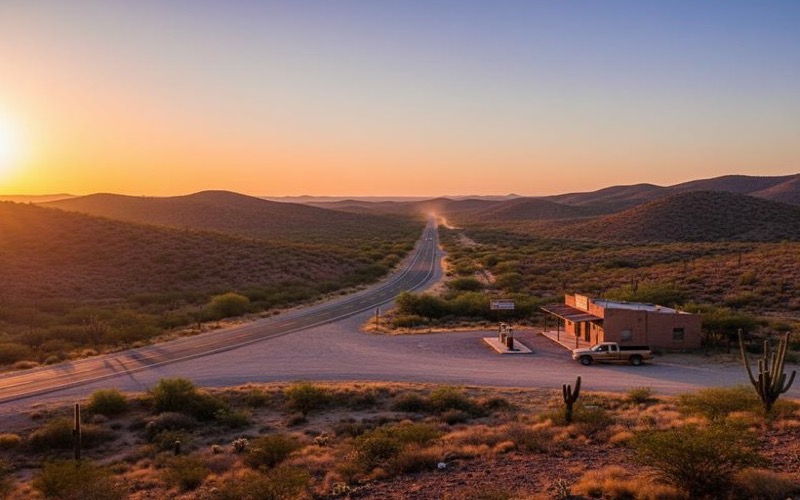 Evening light over Matehuala after a hot June travel day