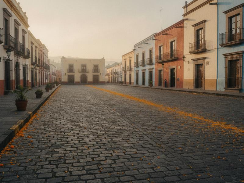 Quiet November 2 morning with marigold petals in central Pátzcuaro